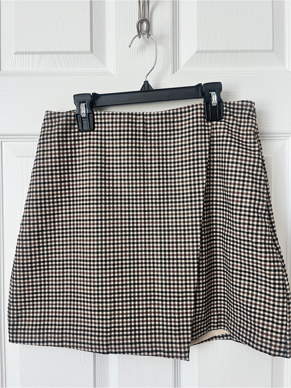 Old Navy Black Cream Brown Gingham A-Line Mini Skirt